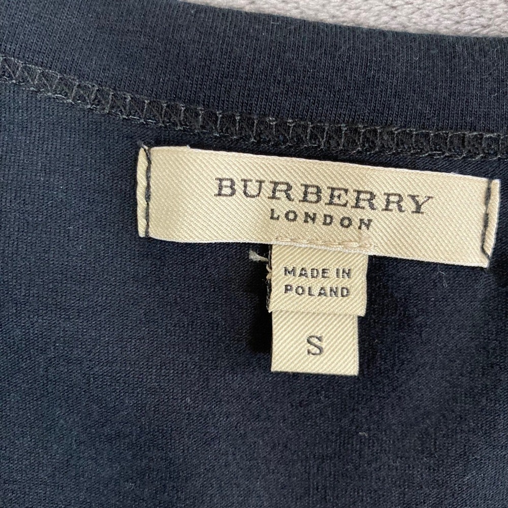 Burberry London Womens Black V-Neck Long Sleeve Nova Check Shoulder Top Small - Picture 2 of 7